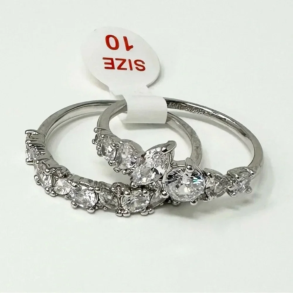 Bomb Party Mesmerized By Beauty Diamond Cubic Zirconia Rhodium Plating Size 10
